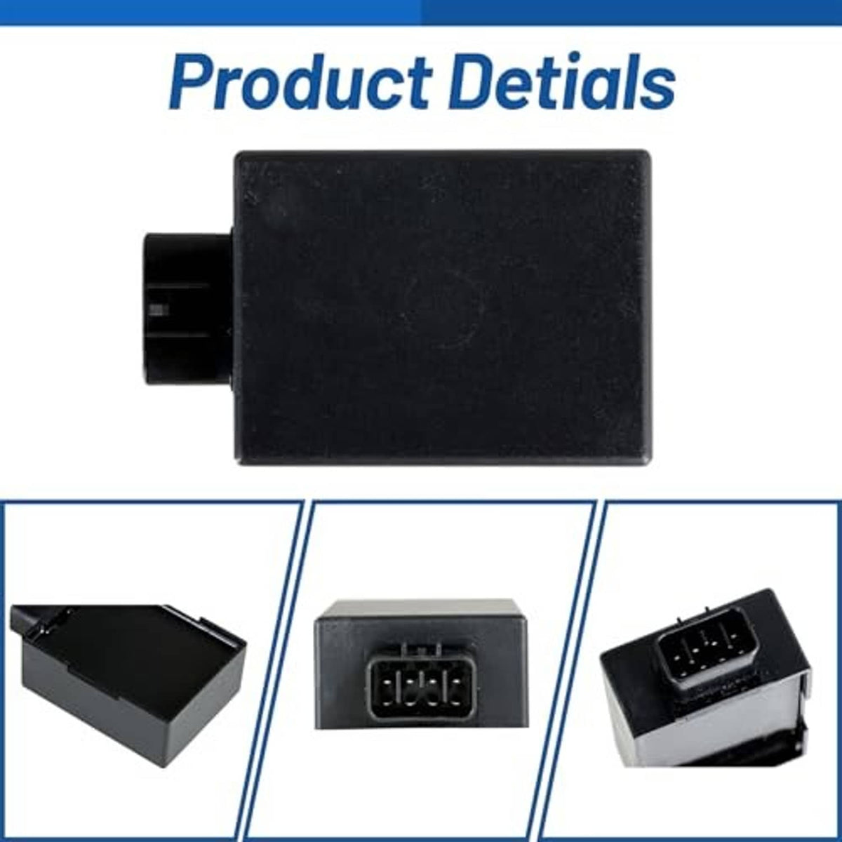 Black CDI ignition control module with flat face and multi-pin socket