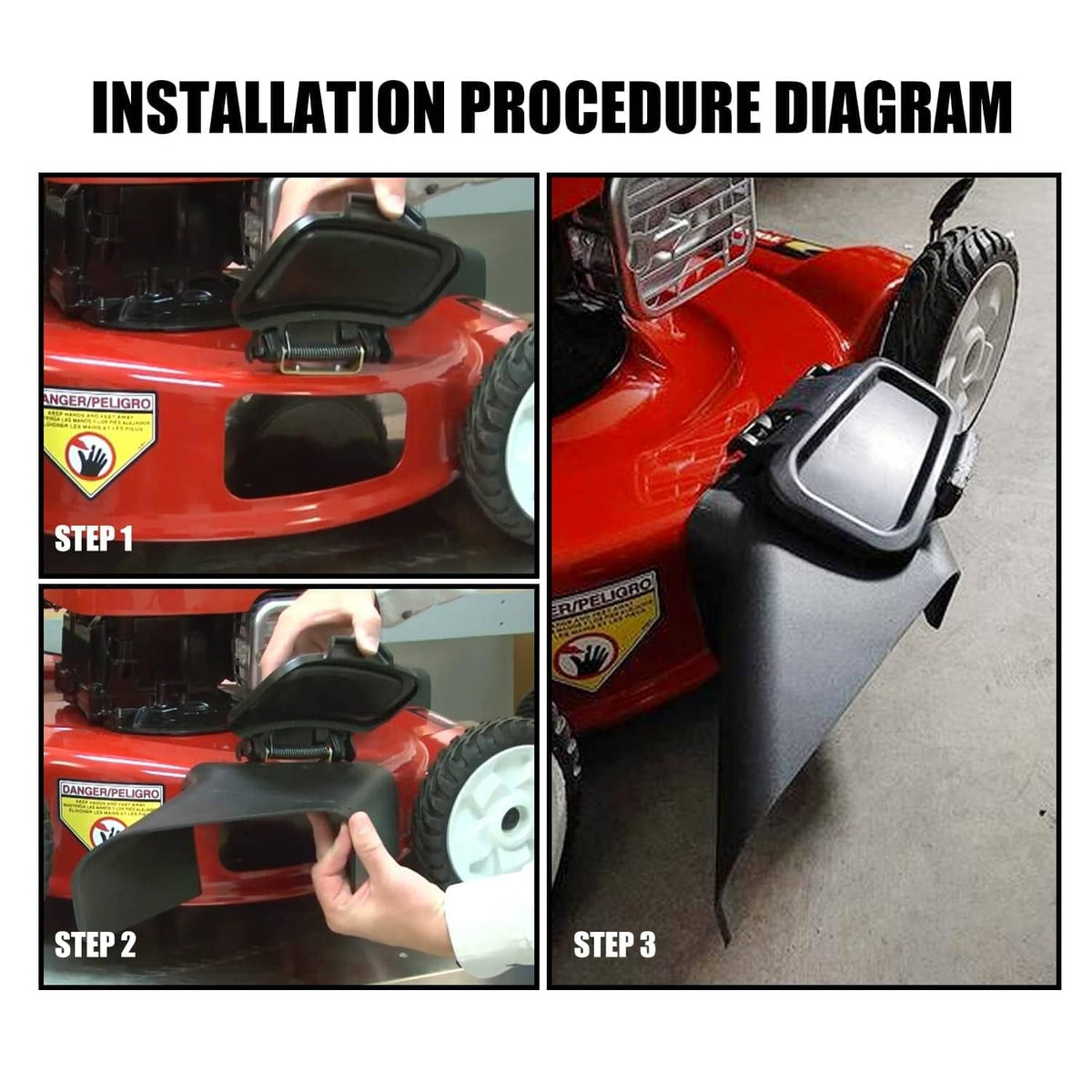Side discharge chute installation procedure diagram