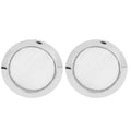 Pair of round resonator guitar sound hole screens with silver metal mesh