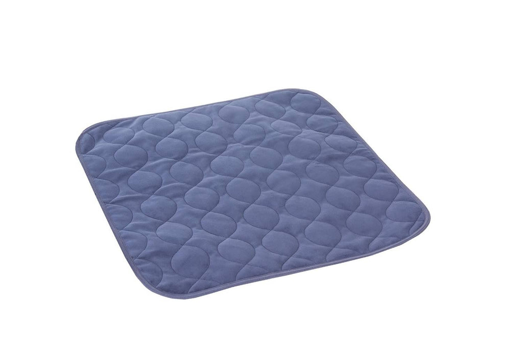 Dark blue quilted waterproof furniture protector pad, square with rounded edges