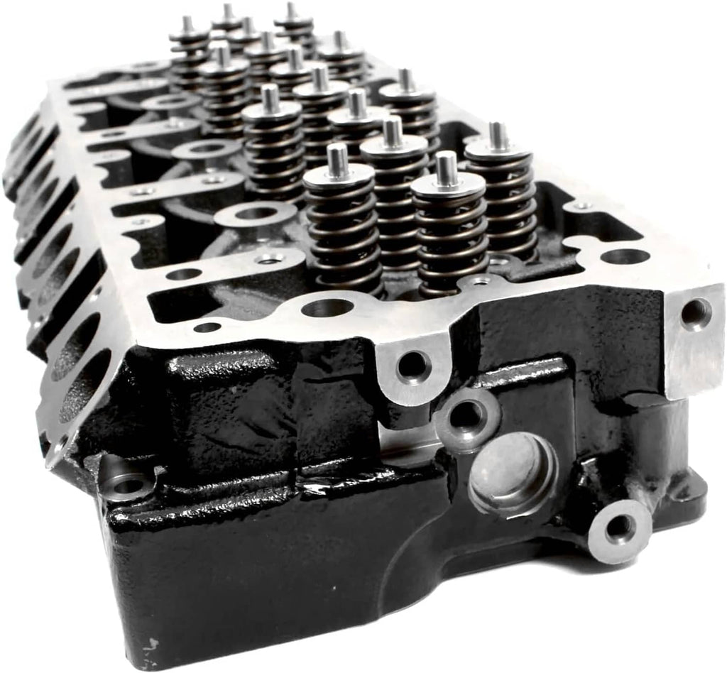 Cylinder head assembly with valve spring rows on black cast housing