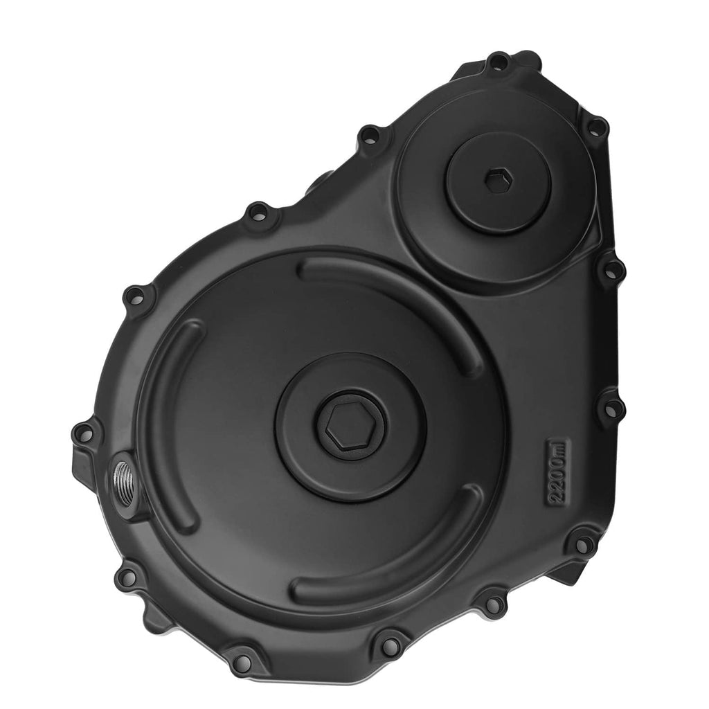 Black right crankcase cover with two access caps and bolt holes