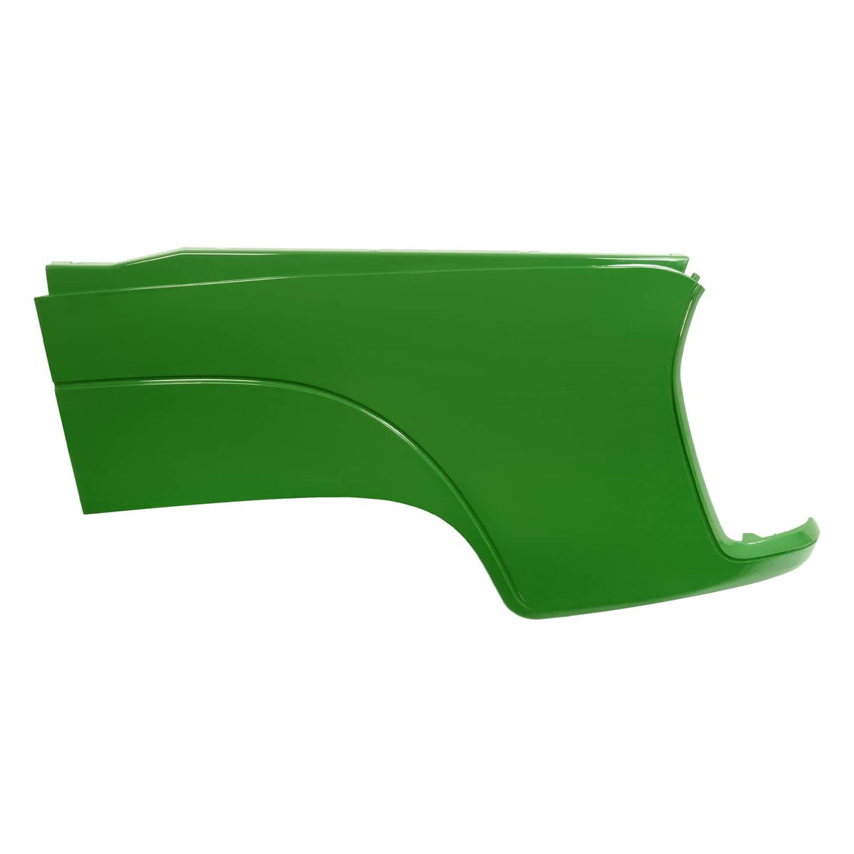 Green hood side panel with smooth curved surface and side cutout