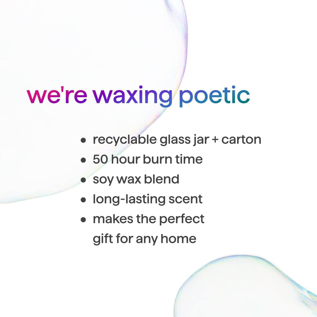 Soy wax candle with recyclable glass jar details, top wax and wick end visible