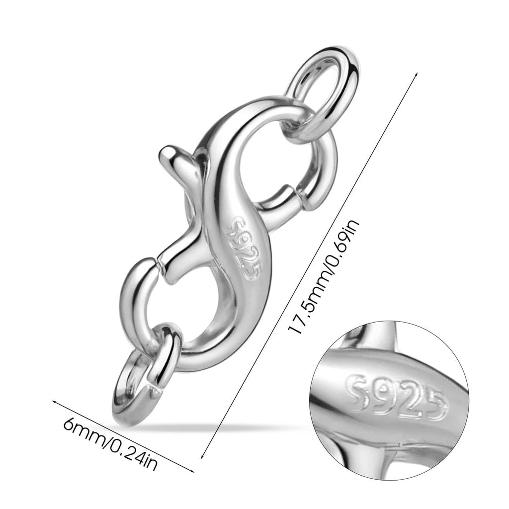 925 sterling silver double-opening lobster claw clasp with stamped clasp bar