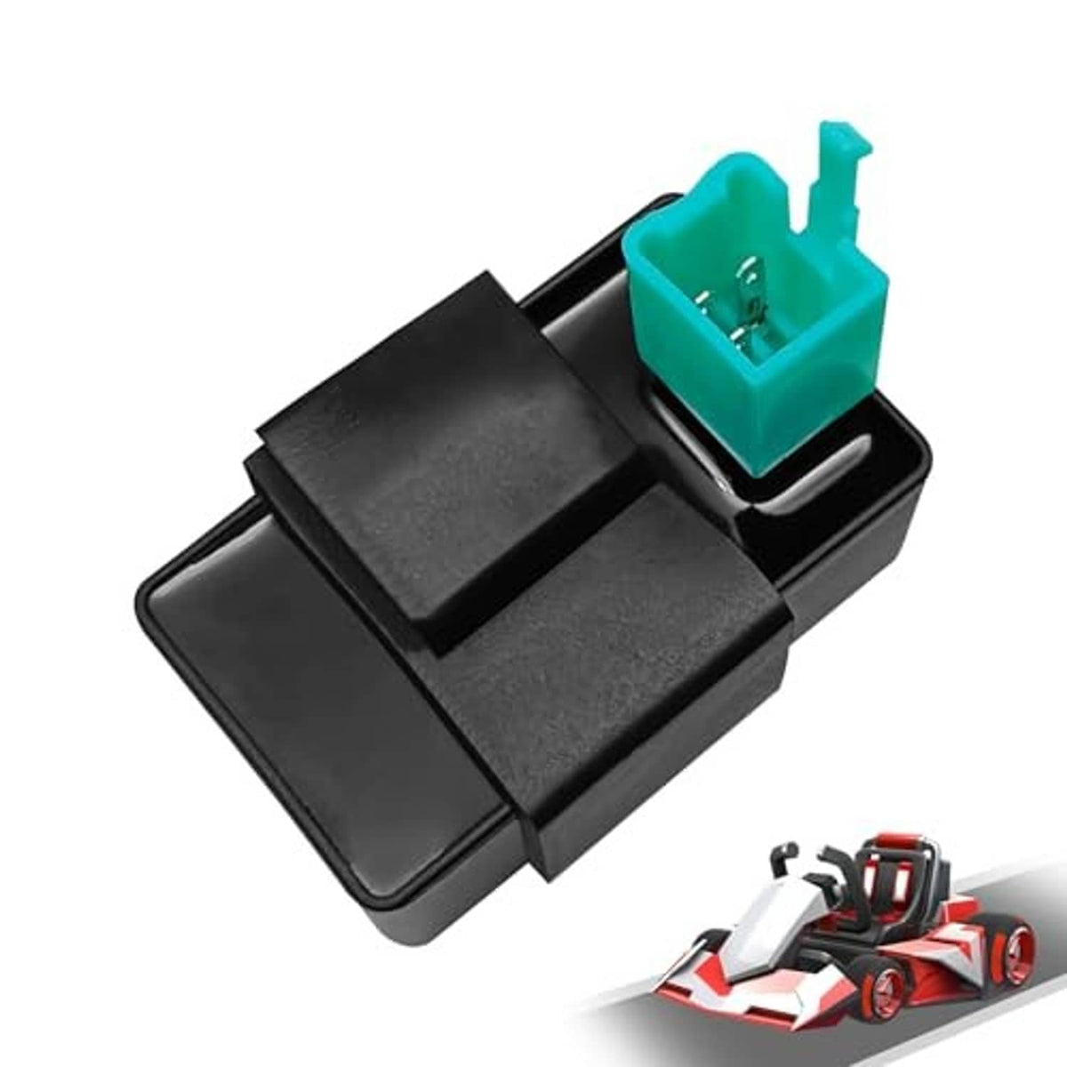 AC CDI ignition control box, black casing with teal top connector