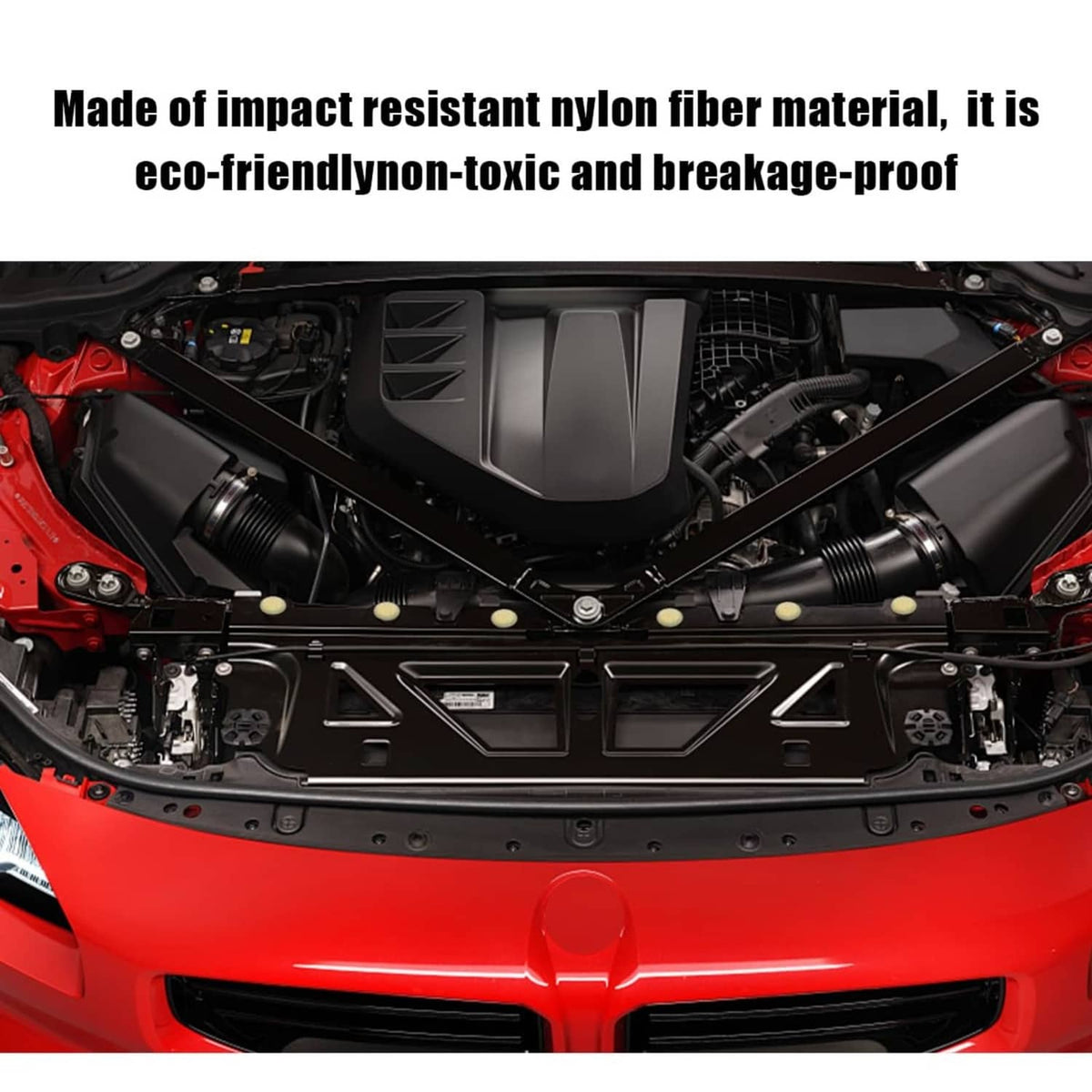 Light-yellow trim retainer clips installed along front panel edge in an engine bay.