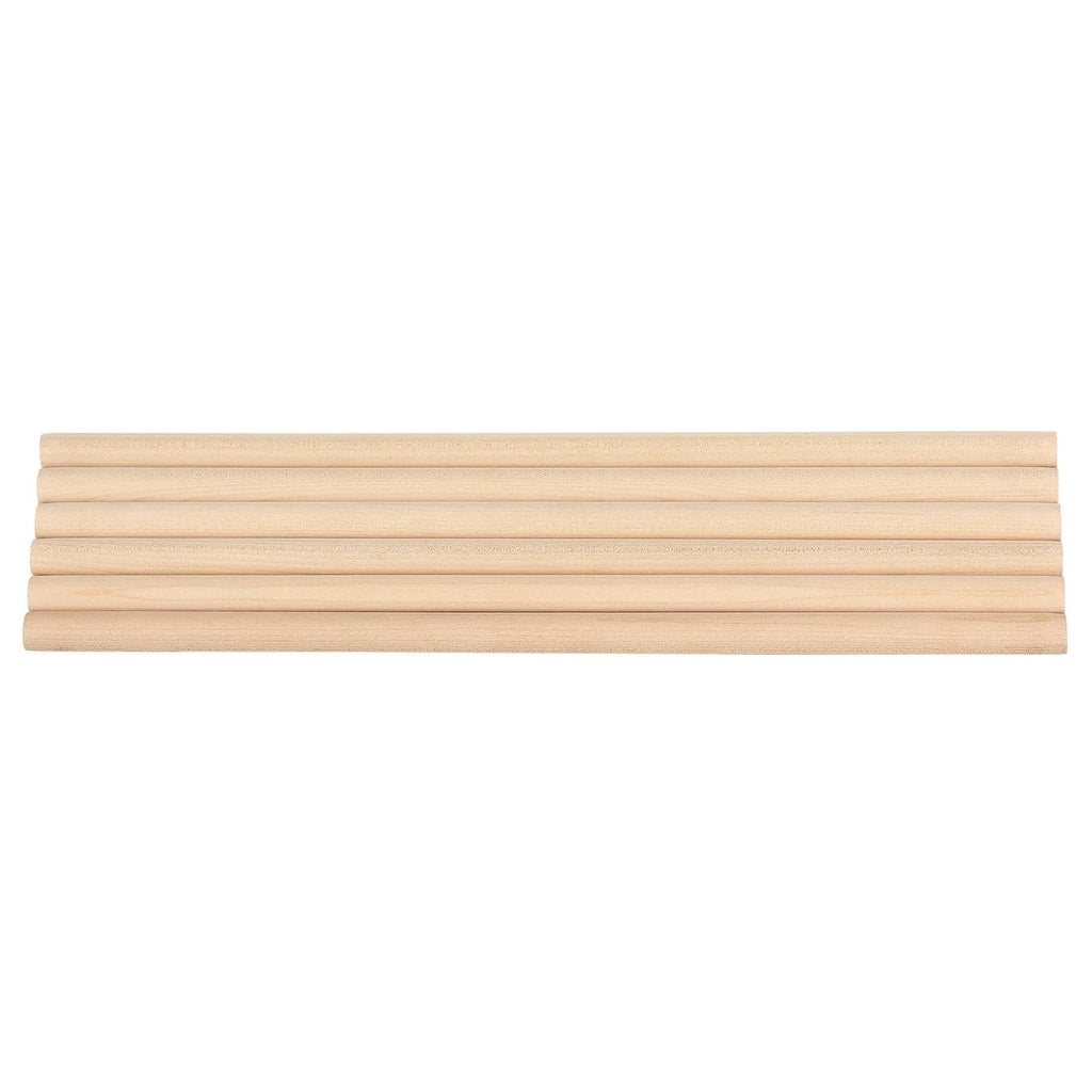 Natural wood dowel rods, smooth round craft sticks in a neat horizontal bundle