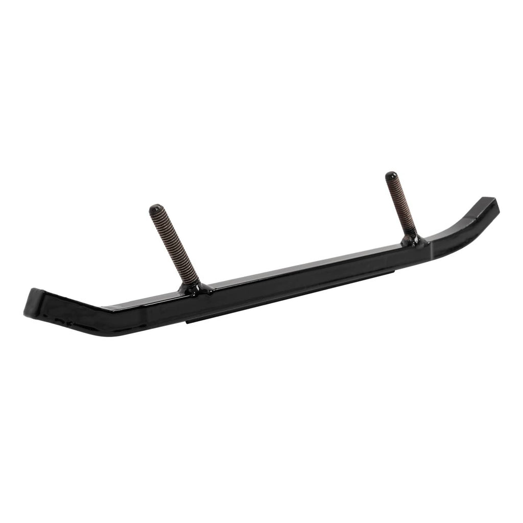 Black mounting bar with curved runners and two visible threaded studs for installation.