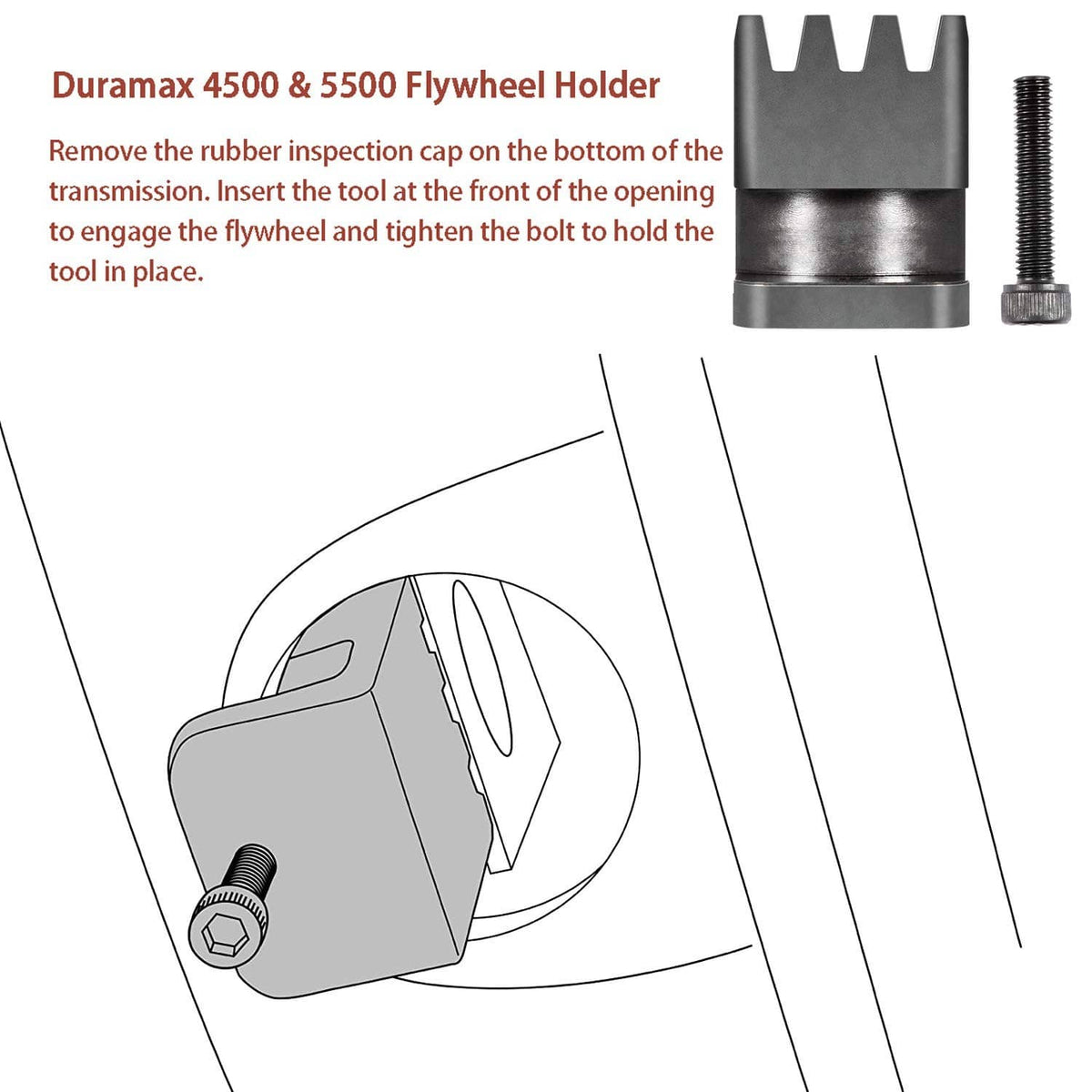 Flywheel holder tool with toothed rim and threaded bolt