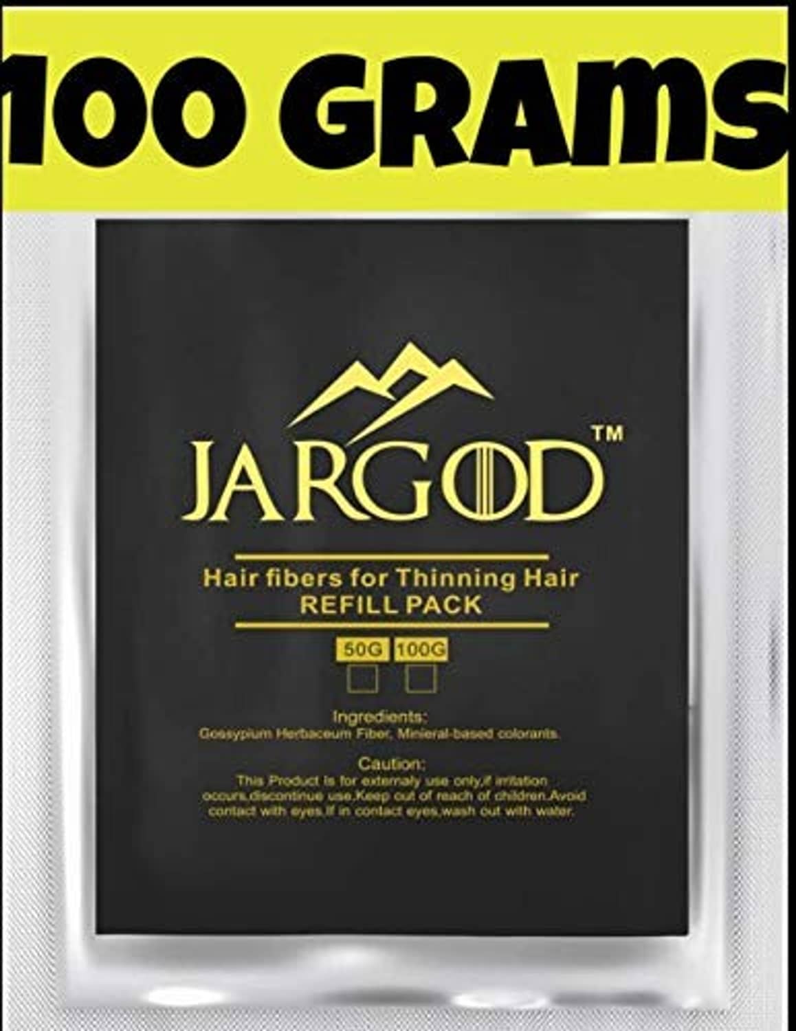 JARGOD hair fibers refill pack, black pouch inside silver blister pack
