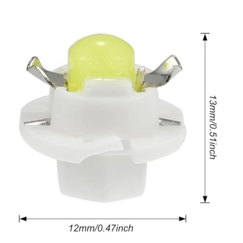 Single LED instrument gauge bulb with yellow lens and white plastic holder