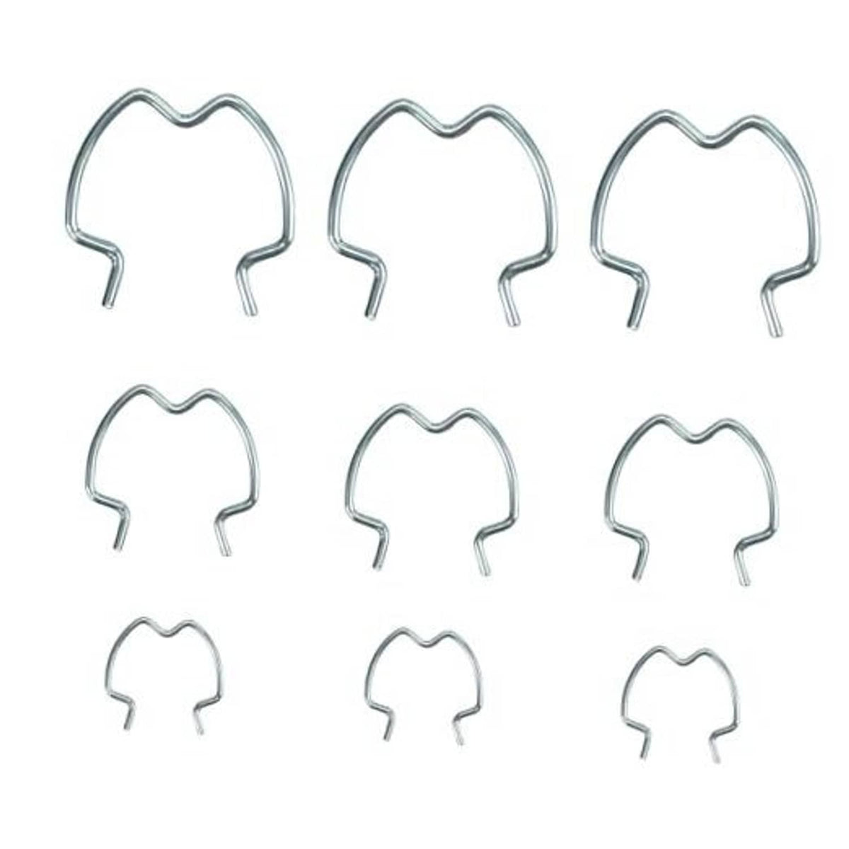Stainless steel quick connector clips, 9-piece set, curved U-shaped spring clips