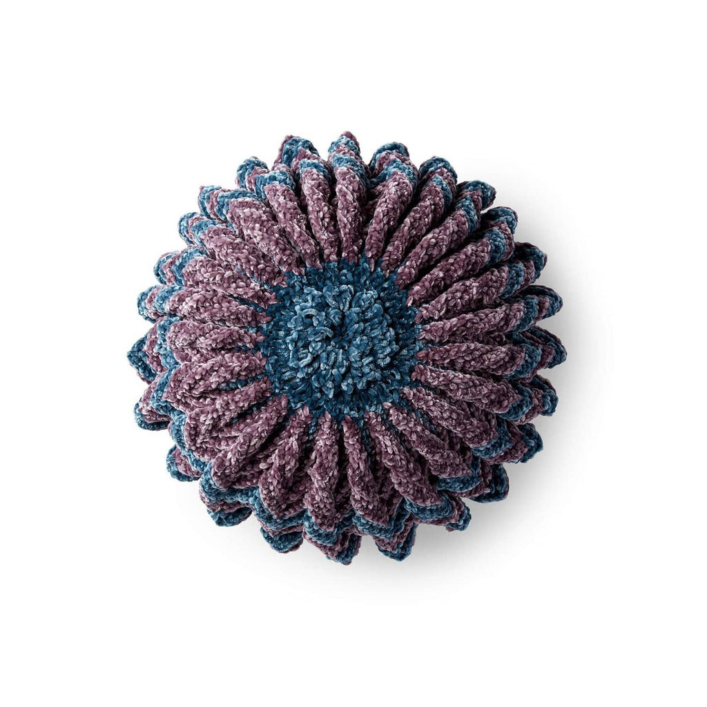 Chunky yarn flower rosette in blue and purple tones