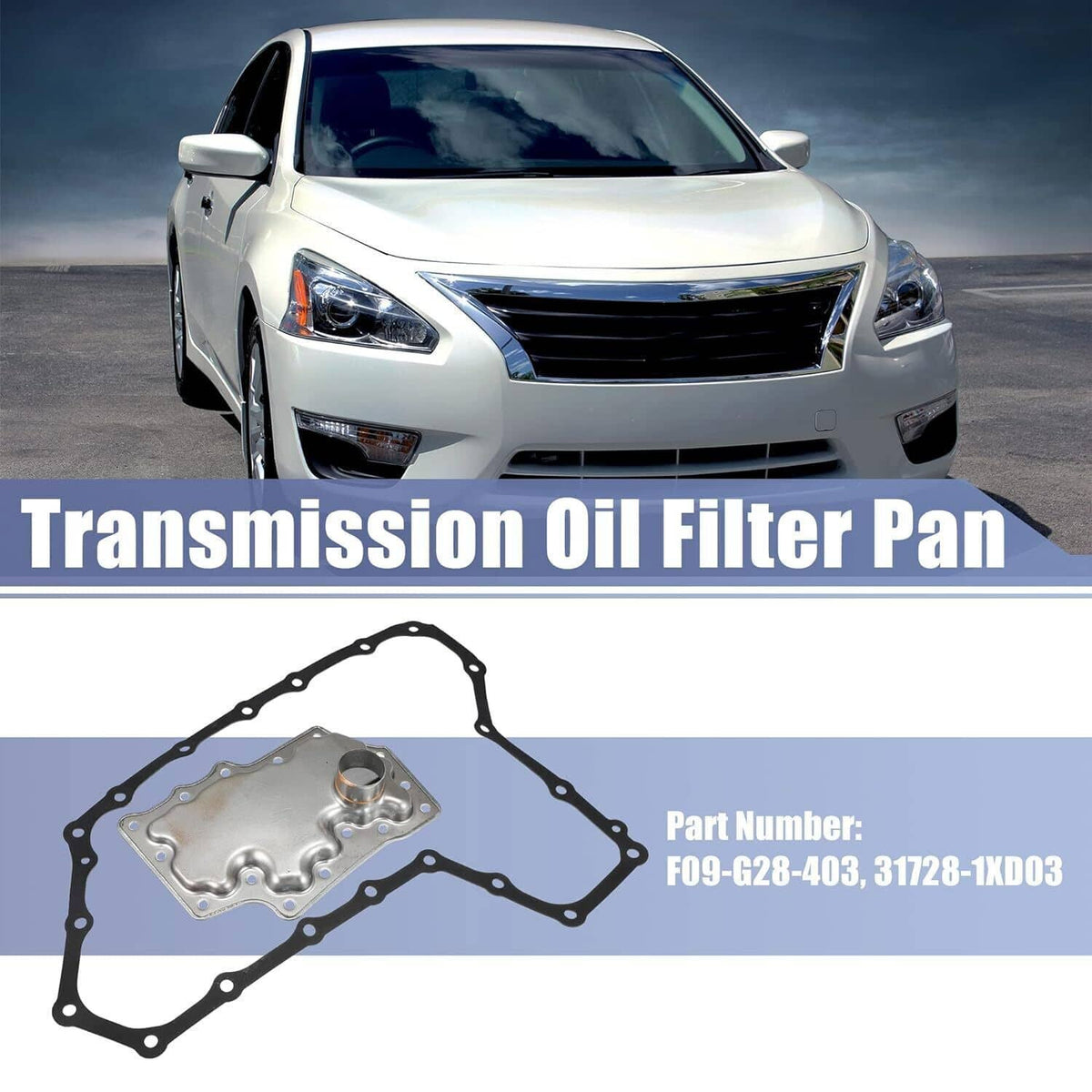 Transmission oil filter pan and gasket kit, metal pan and gasket outline