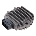 Voltage regulator rectifier unit with black electrical connector and cooling fins