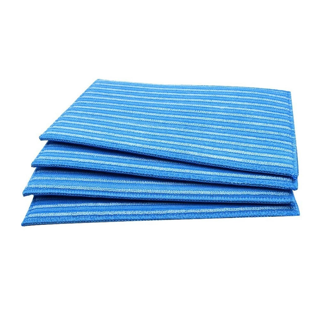 Stack of blue striped ultra-microfiber cleaning pads