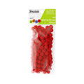 Bag of red cotton pom pom balls, 10mm size, 100 count craft supplies