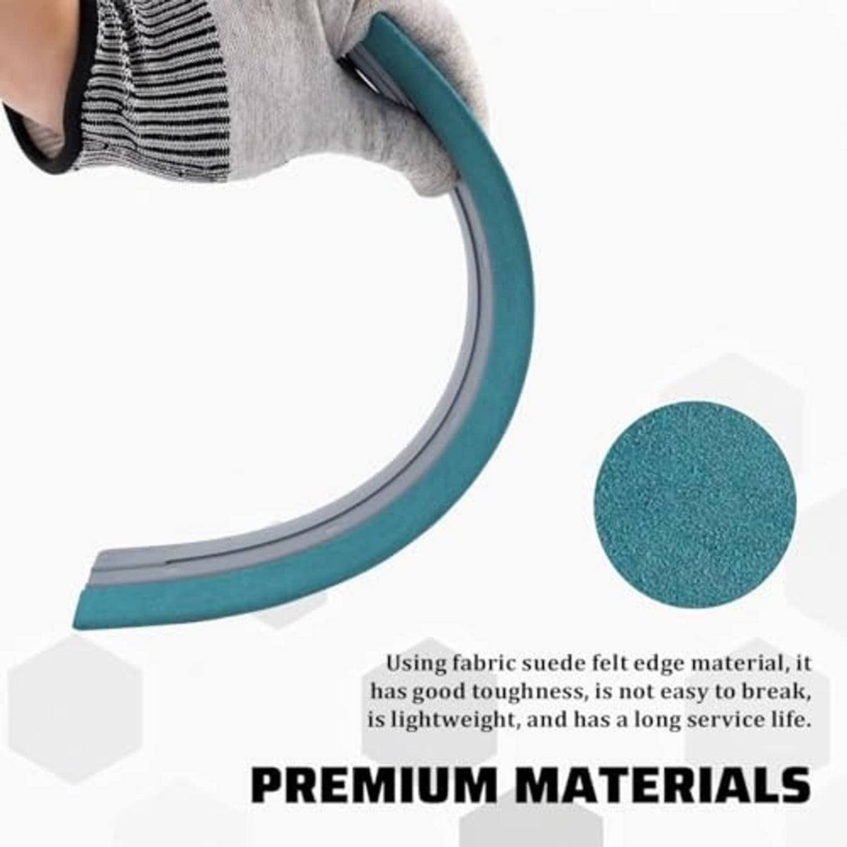 Car window felt squeegee tool with teal-blue felt edge strip