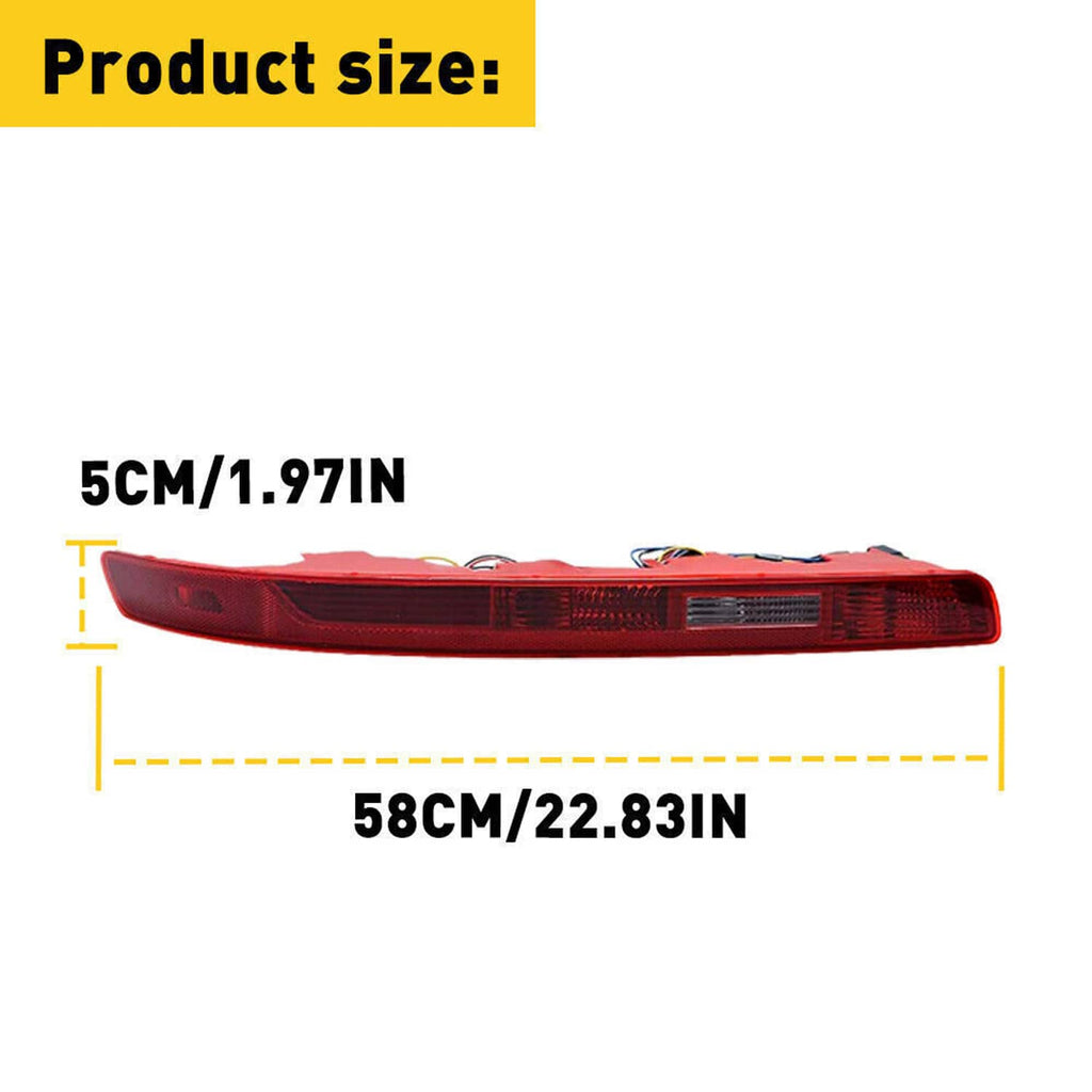 Red rear bumper light bar with clear center strip, left-side fog brake lamp size view