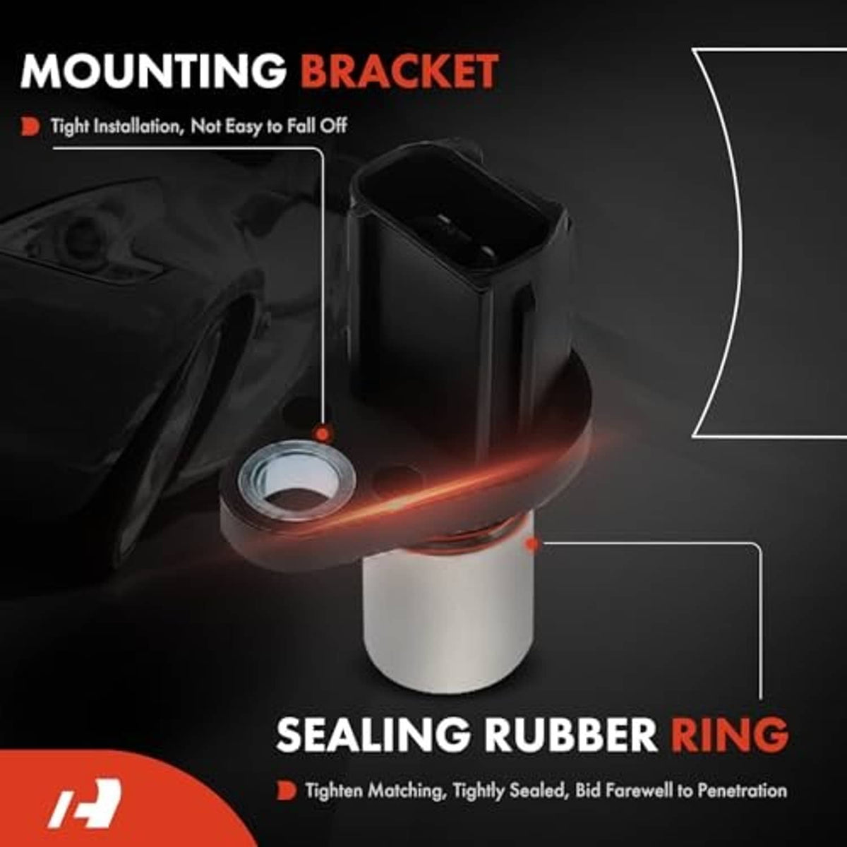 Camshaft position sensor with sealing rubber ring and mounting bracket