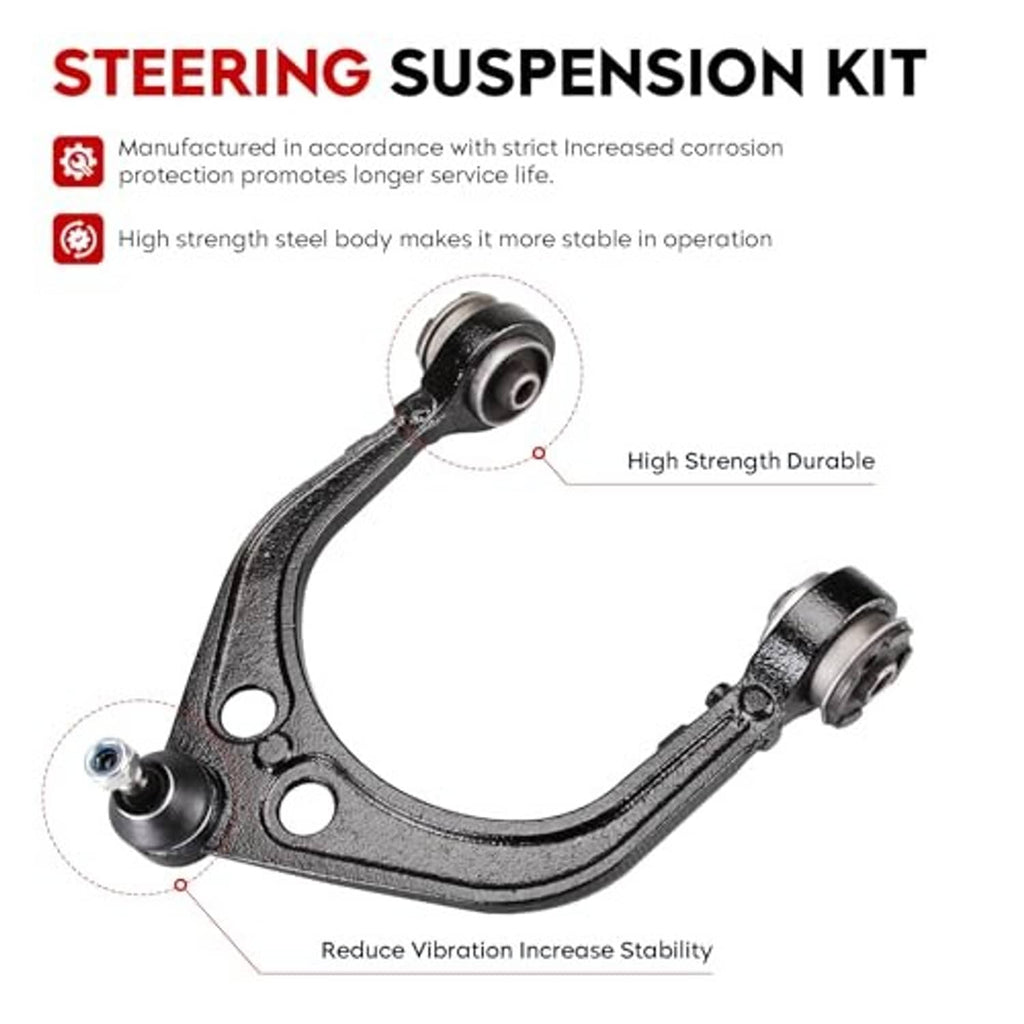 Front upper control arm with ball joint hardware, rubber boots, shown in diagram