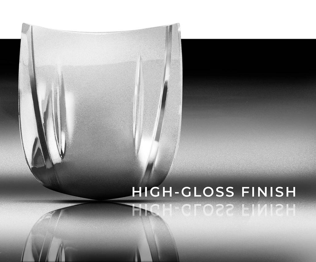 Silver metallic vinyl roll end with glossy reflective highlights and smooth finish