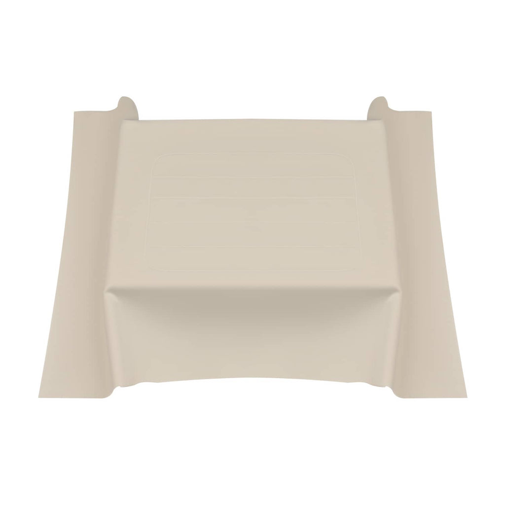 White fitted seat back cover with side tabs and center panel
