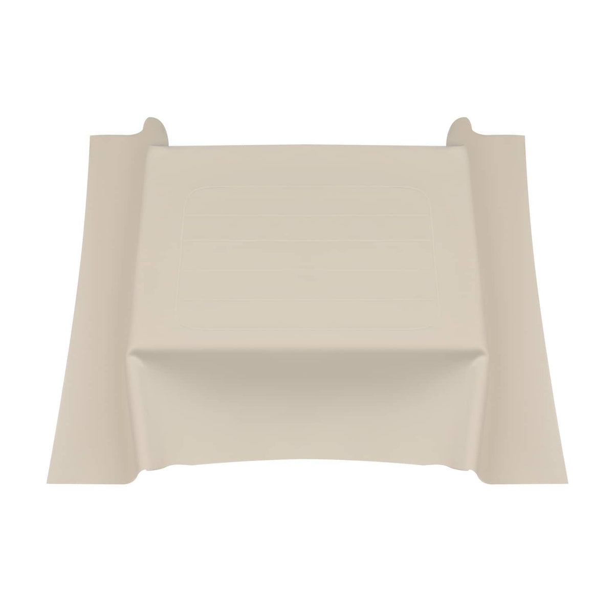 White fitted seat back cover with side tabs and center panel