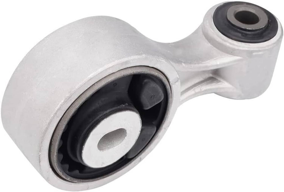 Front engine torque strut mount angled view with black rubber bushing insert