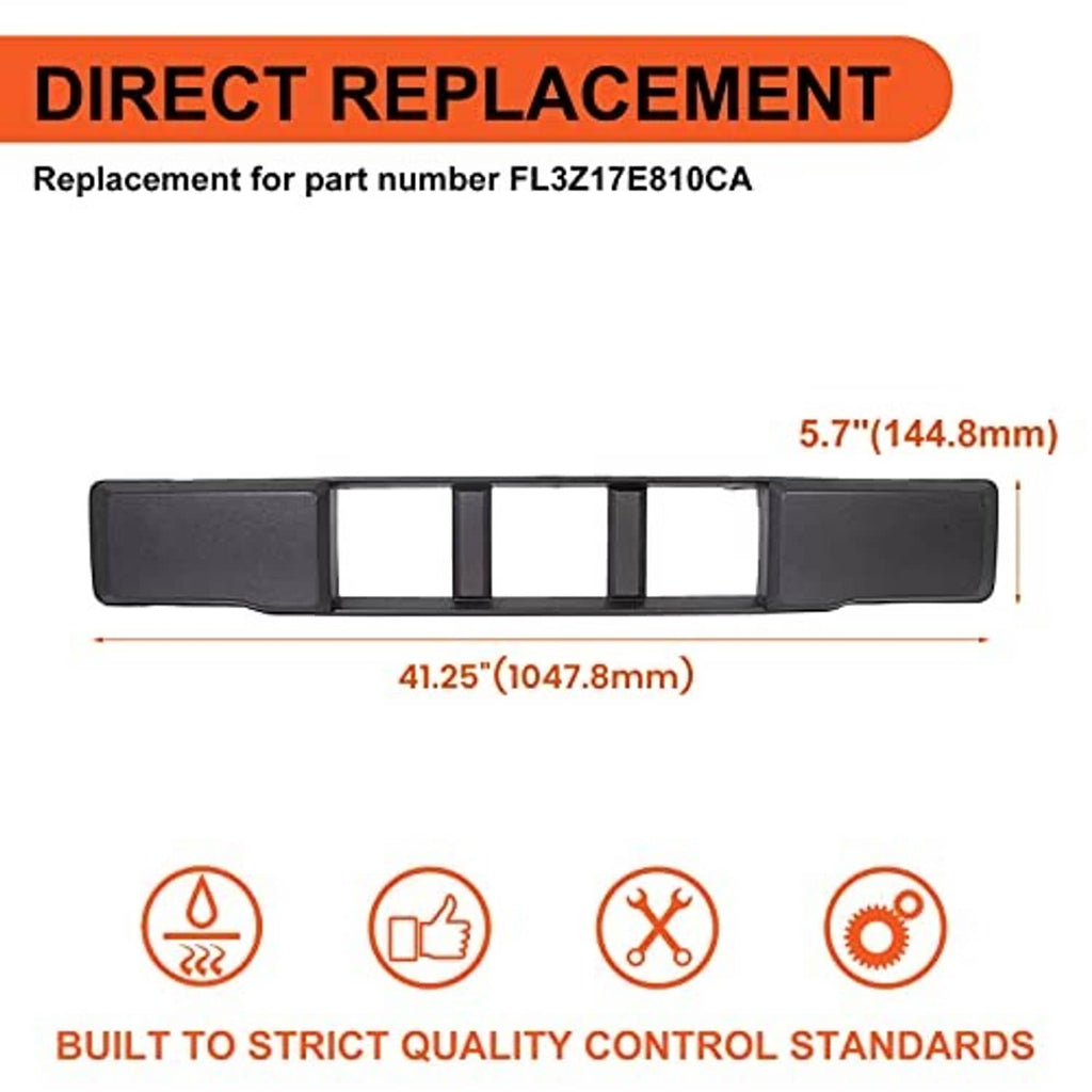 Black direct replacement lower grille panel with five rectangular vent sections