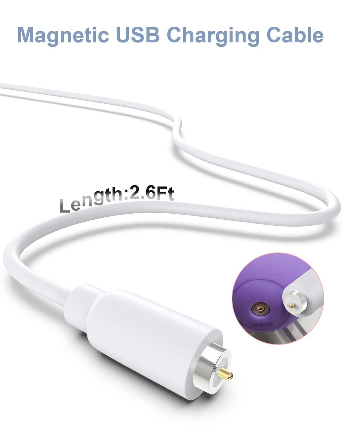 White USB charging cable with barrel DC plug and magnetic round connector