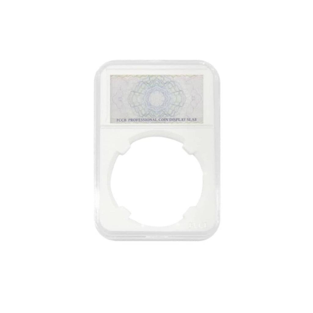 Acrylic coin slab display holder, clear case with round coin opening (32.5mm)