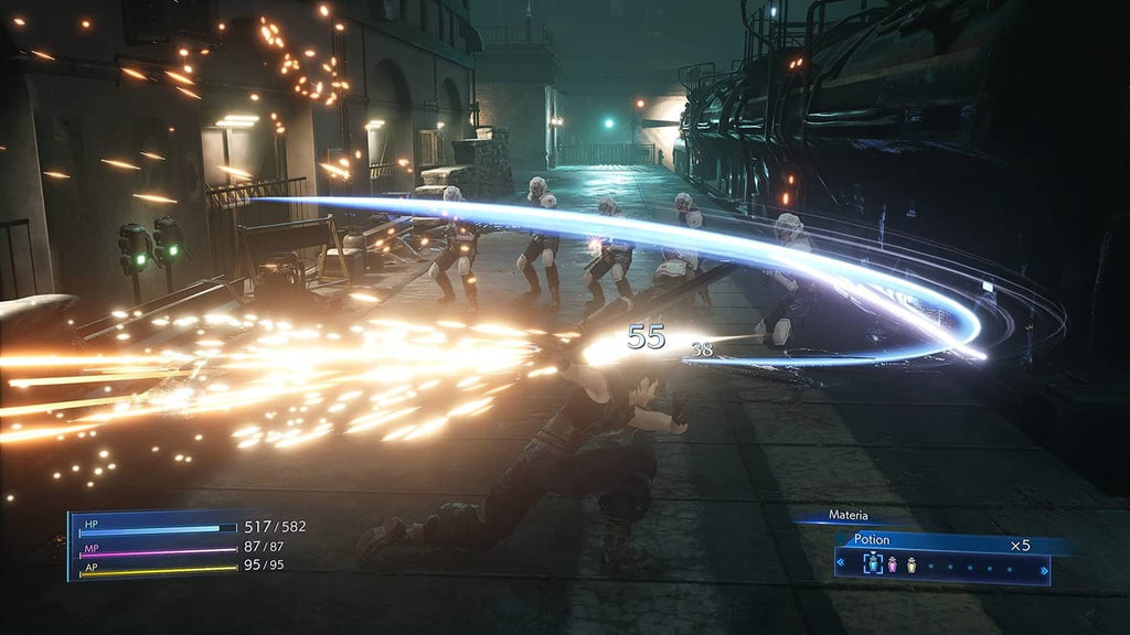 Gameplay battle screen with a glowing circular energy attack and multiple characters