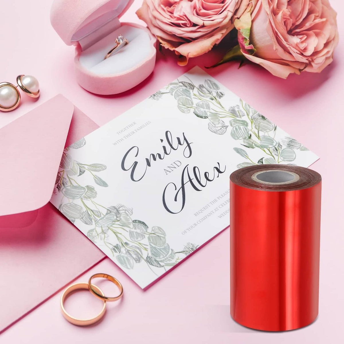 Metallic red hot stamping foil paper roll