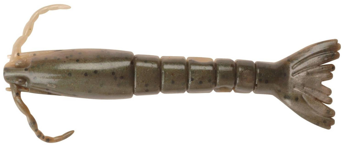 Natural bait shrimp lure, 3-inch segmented body with fan tail