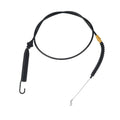 Black deck engagement cable with spring pull handle and metal end hook