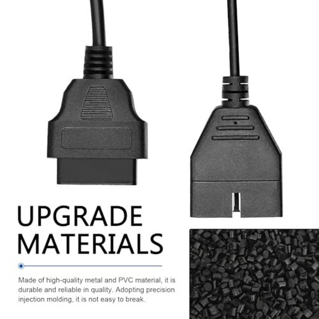 OBD1 to OBD2 adapter cable, close-up of matching black plug connectors