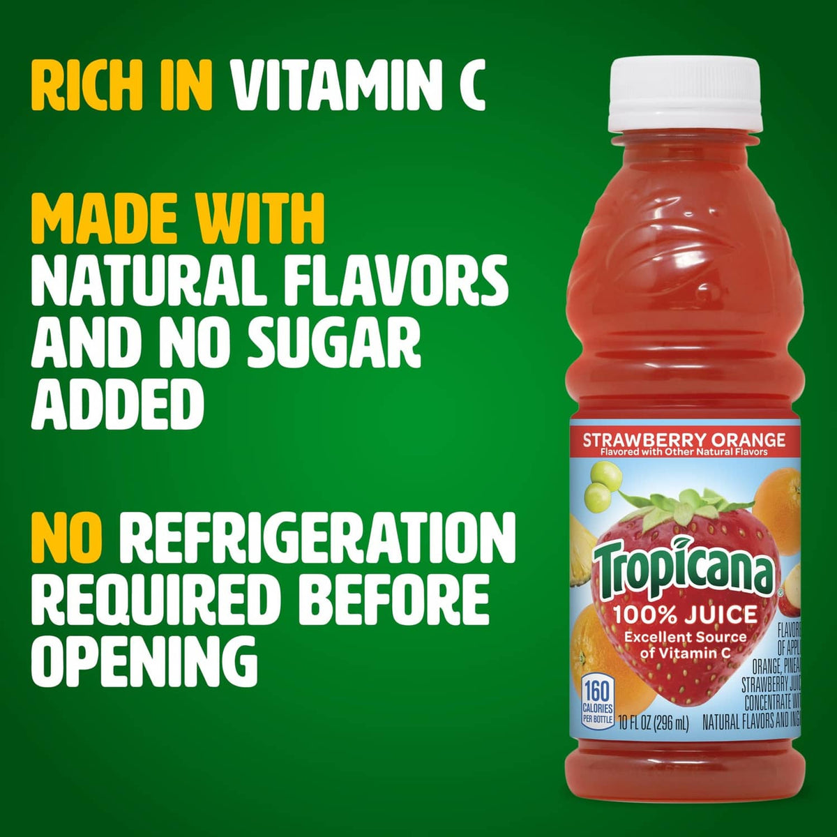 Tropicana Strawberry Orange 10 fl oz juice bottle with front label