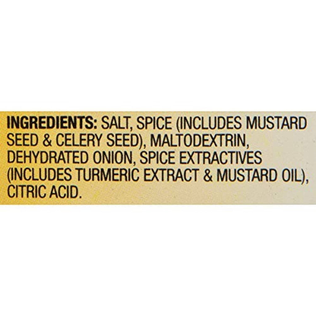 Ingredients list for pickle mix, including salt, spice, celery seed, and mustard