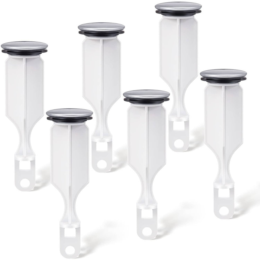 Bathroom sink pop-up stopper, white stem with chrome top cap, two-hole style