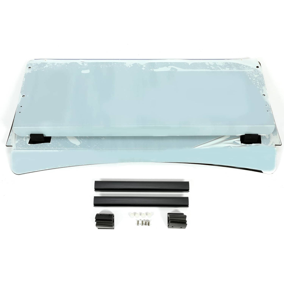 Tinted windshield windscreen kit with light tinted glass panel, bronze base and mounting pieces
