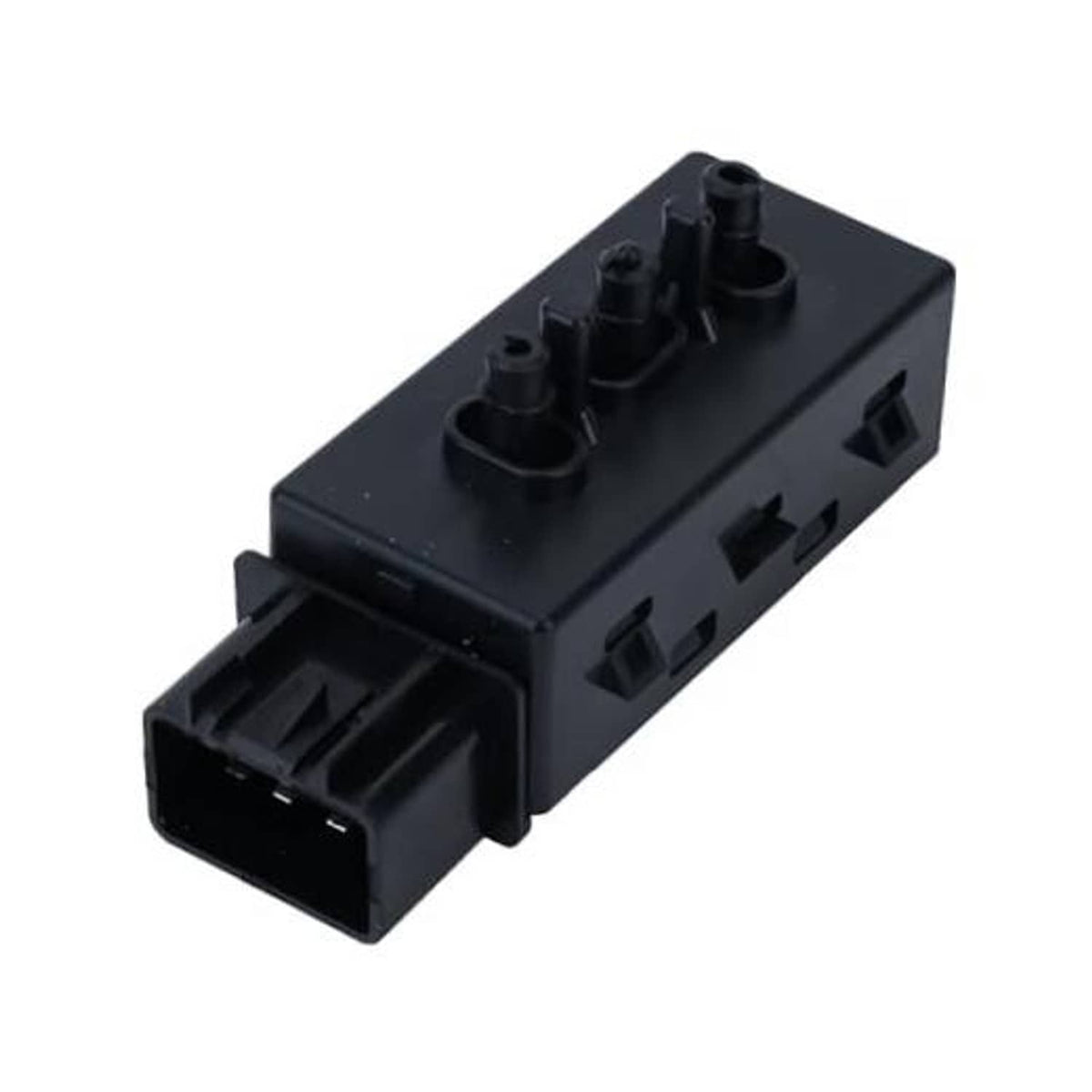 Black power seat switch module with multi-pin top and connector plug
