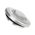 Silver oil drain plug with O-ring, round metal cap and hex socket.