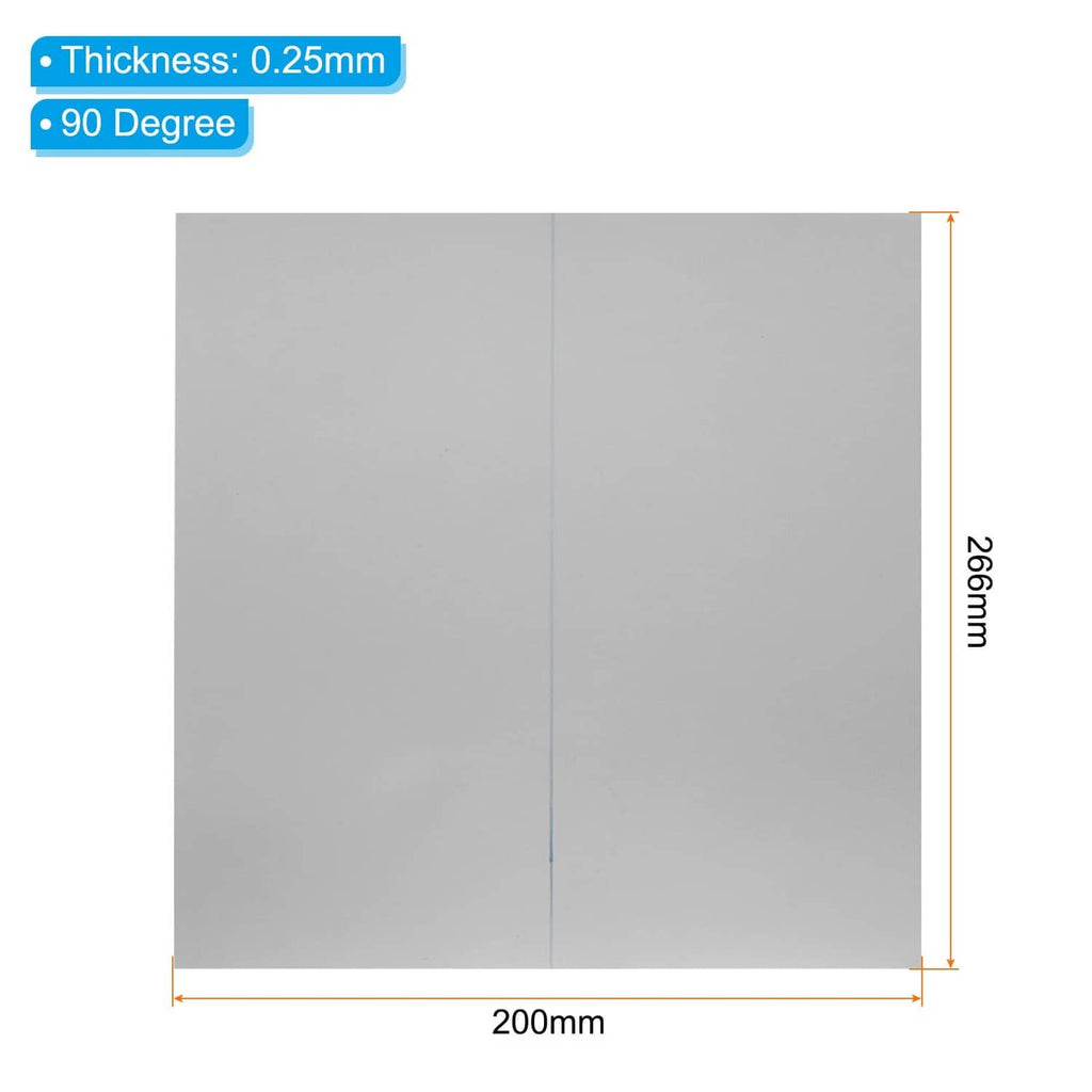 Polarized film sheet 200x126mm, 0.25mm thick, 90° linear polarizer, gray