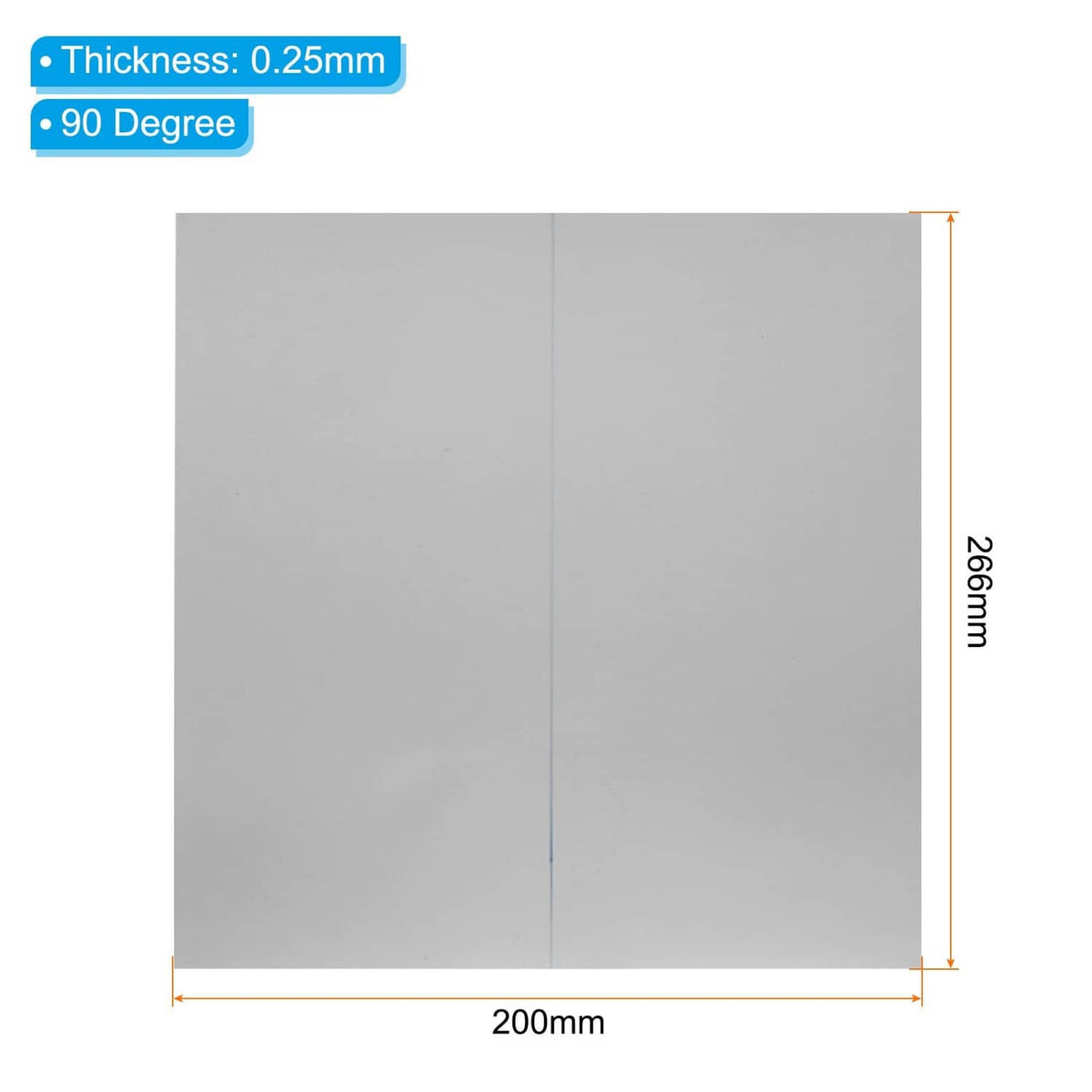 Polarized film sheet 200x126mm, 0.25mm thick, 90° linear polarizer, gray