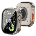 Natural titanium metal watch case with clear tempered screen cover and side cutouts