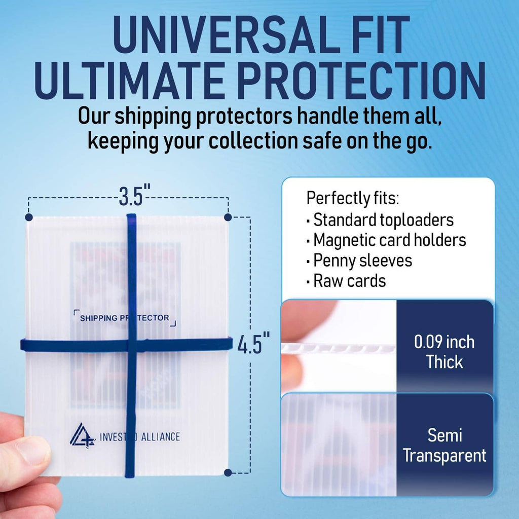 Universal-fit semi-transparent trading card shipping protector, 0.09 in thick