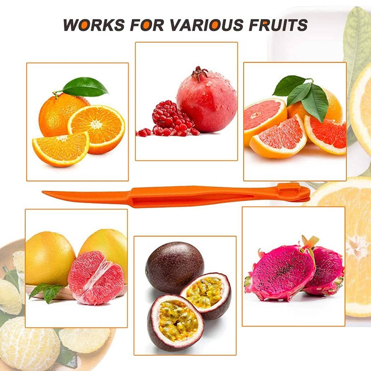 Orange peeler tool, bright orange plastic strip peeler for citrus fruit skins.