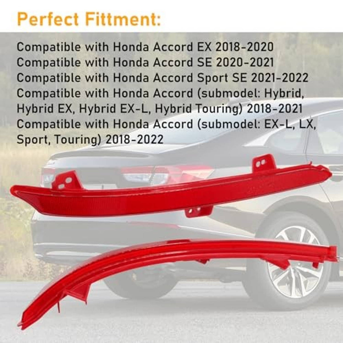 Red rear bumper reflector strips shown on vehicle rear, left and right